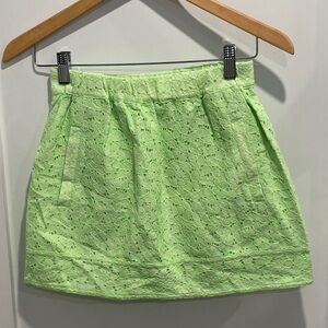 J Crew Eyelet Lime Green Women's Mini Skirt New XXS